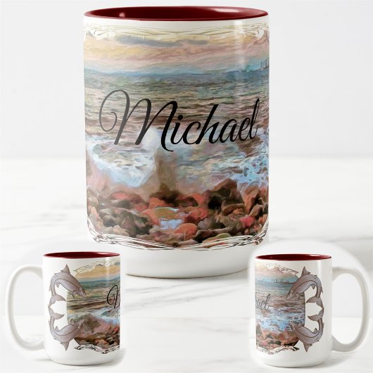 Tasse 2 Couleurs Vagues rocheuses 0742