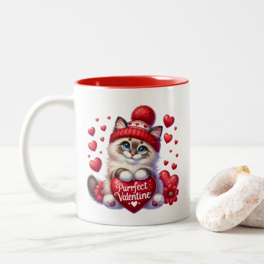 Tasse 2 Couleurs Valentine Hearts (Avec donut)