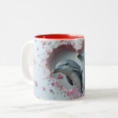 Tasse 2 Couleurs Valentine Maman & Bébé Dolphins 3D enveloppement d (Devant gauche)