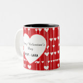 Tasse 2 Couleurs Valentine Rouge blanc amour minimalis (Devant gauche)