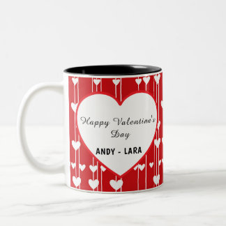 Tasse 2 Couleurs Valentine Rouge blanc amour minimalis