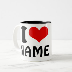 Tasse 2 Couleurs Valentines personnalisables Jour J'aime Coeur Pers