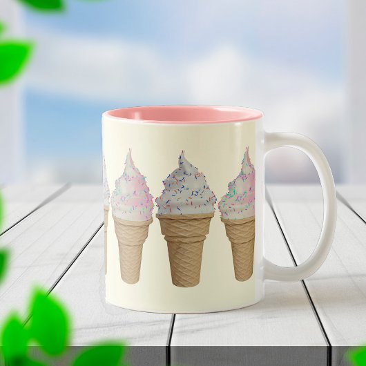 Tasse 2 Couleurs Vanille Et Fraise Soft Sert Glace Crème