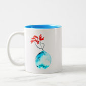 Tasse 2 Couleurs Vase bleu Ikebana aquarelle (Gauche)