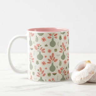 Tasse 2 Couleurs Vase florale souple Motif — Accent rose pâle