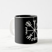 Tasse 2 Couleurs Vegvísir (boussole de Viking) (Devant gauche)