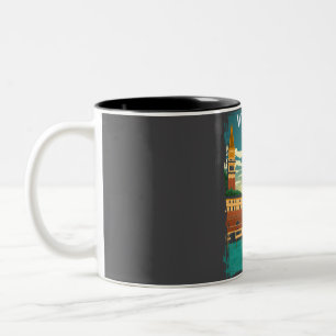 Tasse 2 Couleurs Venice Italie Vintage minima affiche de voyage