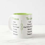 Tasse 2 Couleurs Verbes anglais enseignant ou étudiant (Devant gauche)