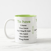 Tasse 2 Couleurs Verbes anglais enseignant ou étudiant (Gauche)