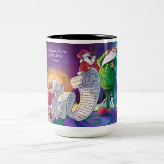 Tasse 2 Couleurs Vérifiez-le deux fois le Père Noël (Centre)