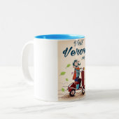 Tasse 2 Couleurs Vérone poster de voyage scooter italien (Devant gauche)
