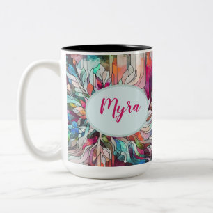 Tasse 2 Couleurs Verre Abstrait Personnalisé avec Nom