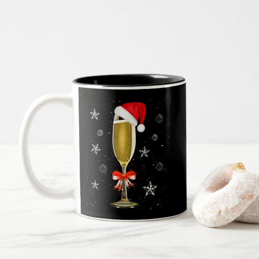 Tasse 2 Couleurs Verre Cool de champagne de Noël Boisson de chapeau (Avec donut)