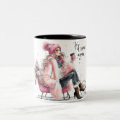 Tasse 2 Couleurs Verre d'hiver Coupe de traîneau rose (Centre)