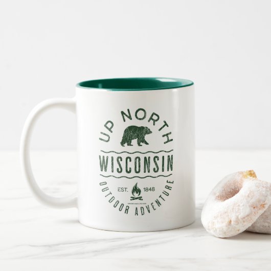 Tasse 2 Couleurs Vers le nord du Wisconsin (Avec donut)