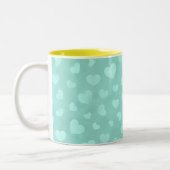 Tasse 2 Couleurs Vert avec coeur blanc et intérieur jaune (Gauche)