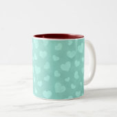 Tasse 2 Couleurs Vert avec coeur blanc & intérieur marron (Devant droit)