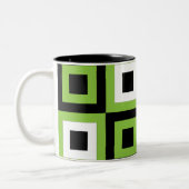 Tasse 2 Couleurs Vert blanc noir Carrés géométriques (Gauche)