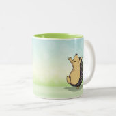 Tasse 2 Couleurs Vert hérisson de saut mignon (Devant droit)