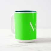 Tasse 2 Couleurs vert néon - ajouter monogramme (Devant gauche)