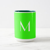 Tasse 2 Couleurs vert néon - ajouter monogramme (Centre)