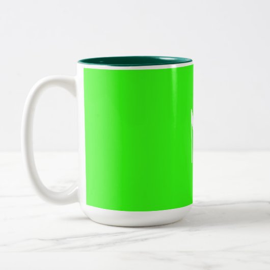 Tasse 2 Couleurs vert néon - ajouter monogramme (Gauche)