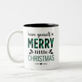Tasse 2 Couleurs Vert Plaid Joyeux Petit Noël (Gauche)