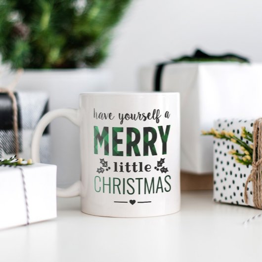 Tasse 2 Couleurs Vert Plaid Joyeux Petit Noël