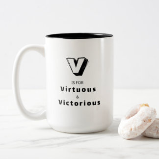 Tasse 2 Couleurs Vertueux et Victorieux V - Luxe Personnalisé
