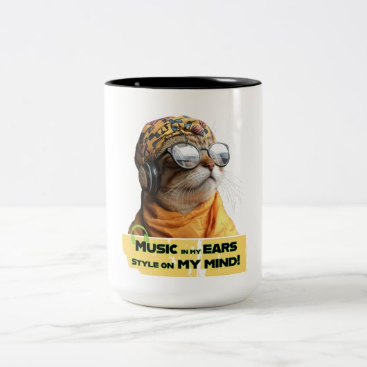Tasse 2 Couleurs Vibes de Chat Cool (Centre)