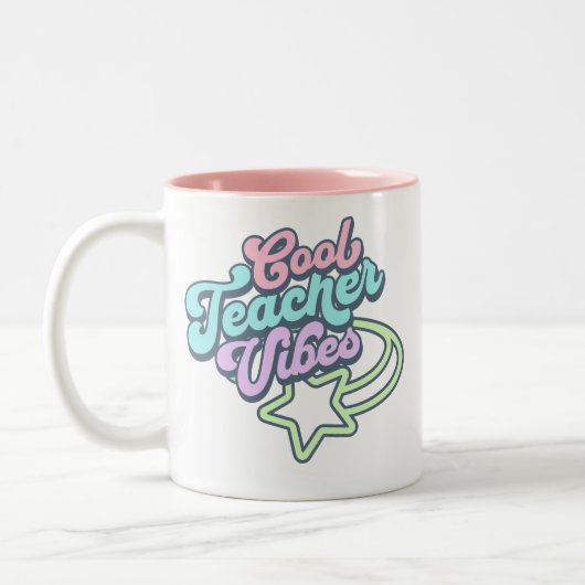 Tasse 2 Couleurs Vibes de l'enseignant cool Retro Style Cadeau Vert (Gauche)