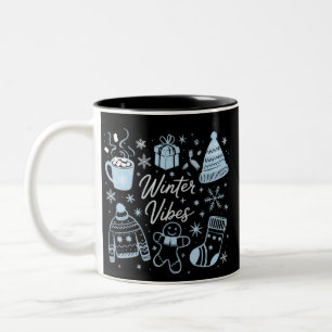 Tasse 2 Couleurs Vibes d'hiver Vacances Saison Noël Flocons de neig