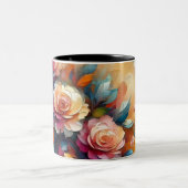Tasse 2 Couleurs Vibrant 3D Abstrait Floral Oil Texture Art (Centre)