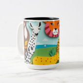 Tasse 2 Couleurs Vibrant Papier Collage Animal Kingdom (Devant gauche)