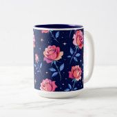 Tasse 2 Couleurs Vibrant Roses Against Starry Night Sky (Devant droit)