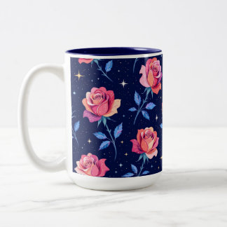 Tasse 2 Couleurs Vibrant Roses Against Starry Night Sky