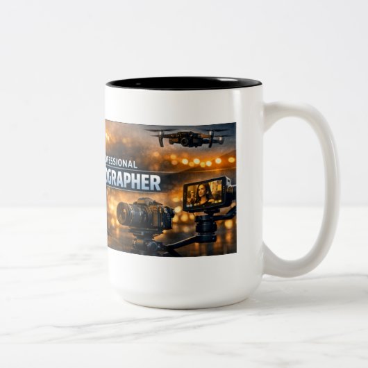Tasse 2 Couleurs Vidéaste en action (Droit)