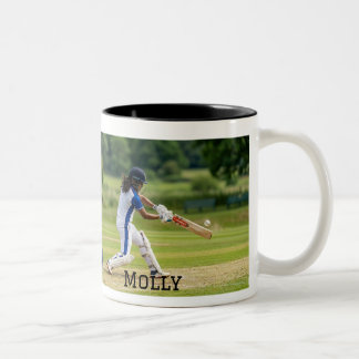 Tasse 2 Couleurs Vie de maman de joueur de cricket personnalisée en