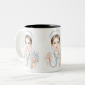 Tasse 2 Couleurs Vie d'infirmière – Force douce (Devant gauche)