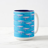 Tasse 2 Couleurs Vie marine de baleine (Devant droit)