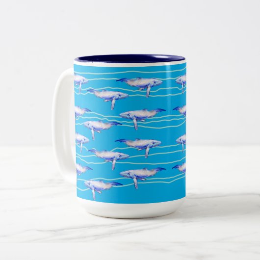 Tasse 2 Couleurs Vie marine de baleine (Devant gauche)