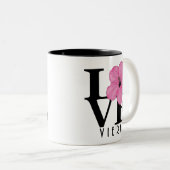 Tasse 2 Couleurs Viera LOVE Hibiscus rose 11oz (Devant droit)