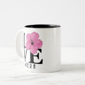Tasse 2 Couleurs Viera LOVE Hibiscus rose 11oz (Devant gauche)
