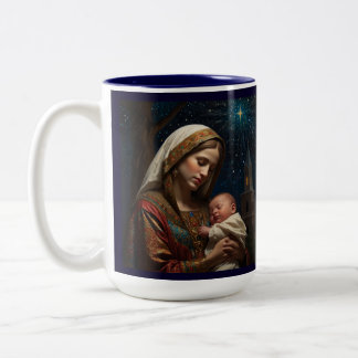 Tasse 2 Couleurs Vierge Marie & Jésus Noël Nativité