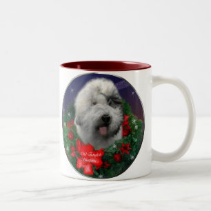 Tasse 2 Couleurs Vieux cadeaux anglais de Noël de chien de berger