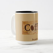 Tasse 2 Couleurs Vieux café Brown rustique Étiquette (Devant gauche)