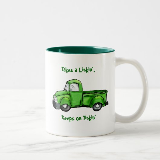 Tasse 2 Couleurs Vieux camion pick-up vert (Droit)