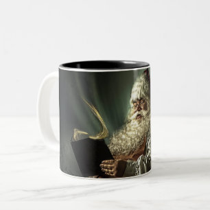 Tasse 2 Couleurs Vieux Père Noël Lire Sa Liste