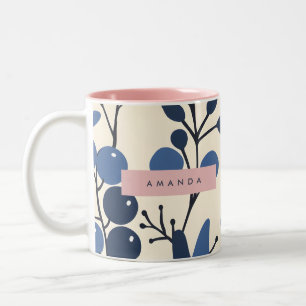 Tasse 2 Couleurs Vigne de myrtille personnalisée de style botanique