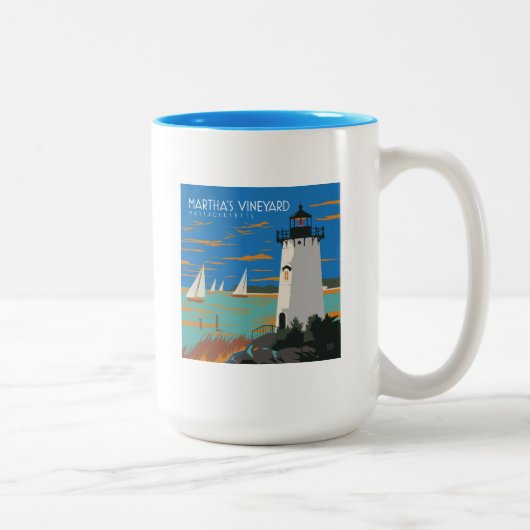 Tasse 2 Couleurs Vignoble de Martha, Massachusetts | Phare (Droit)
